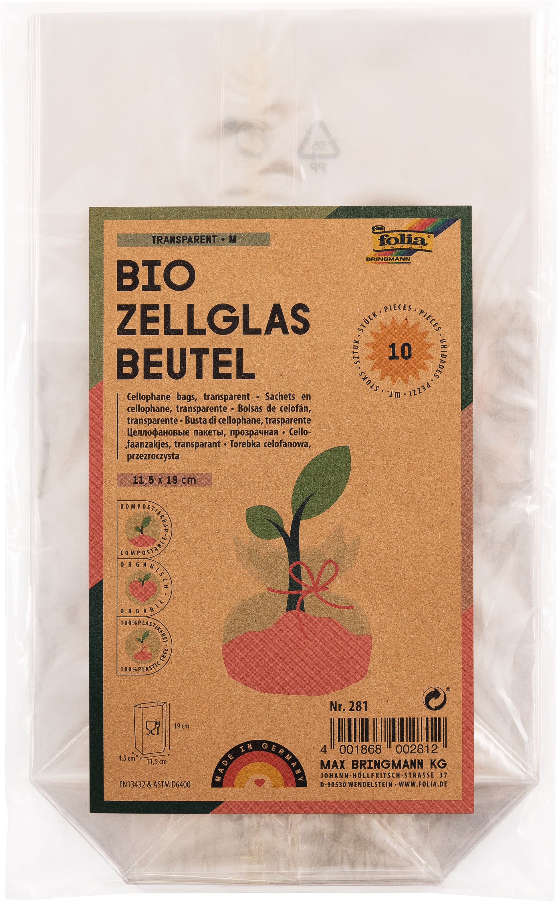 Folia Cellofanpåsar 10-pack – 115 × 190 mm