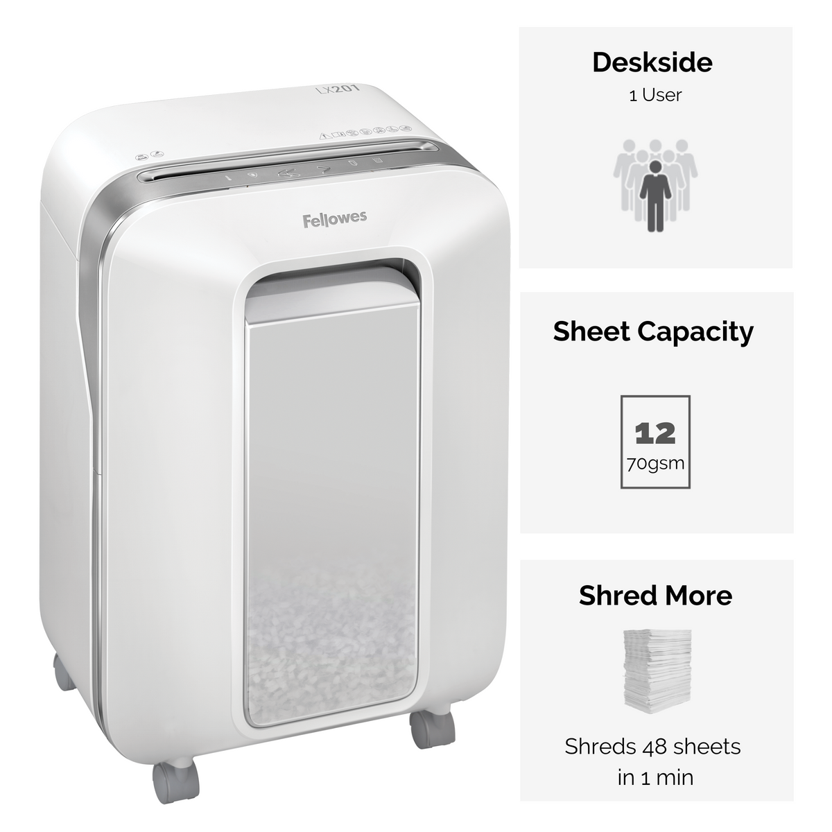 Fellowes Dokumentförstörare LX201 – Vit