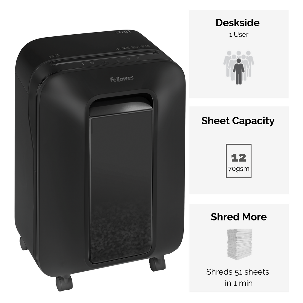 Fellowes Dokumentförstörare LX201 – Svart
