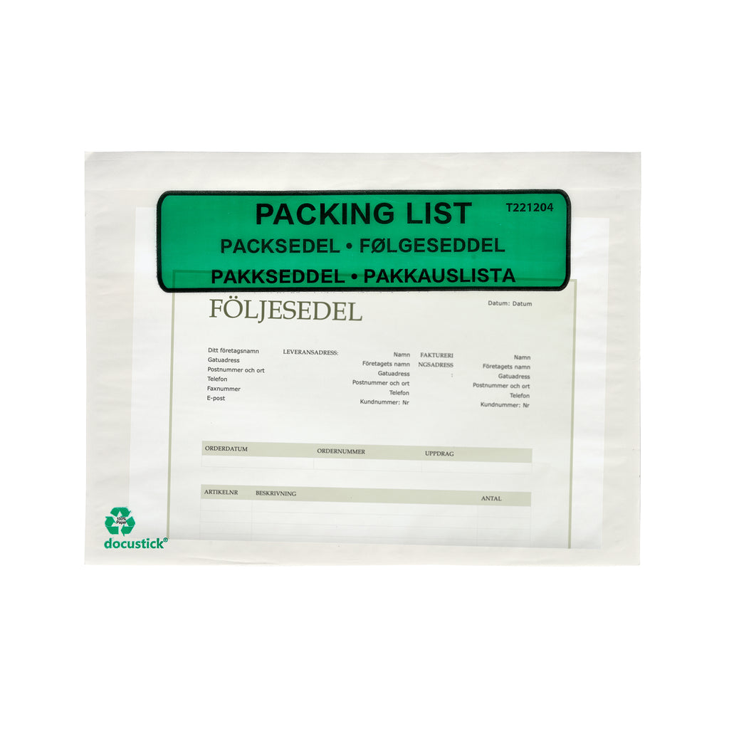 Grippie Packsedelskuvert Papper Med Tryck 1000-pack