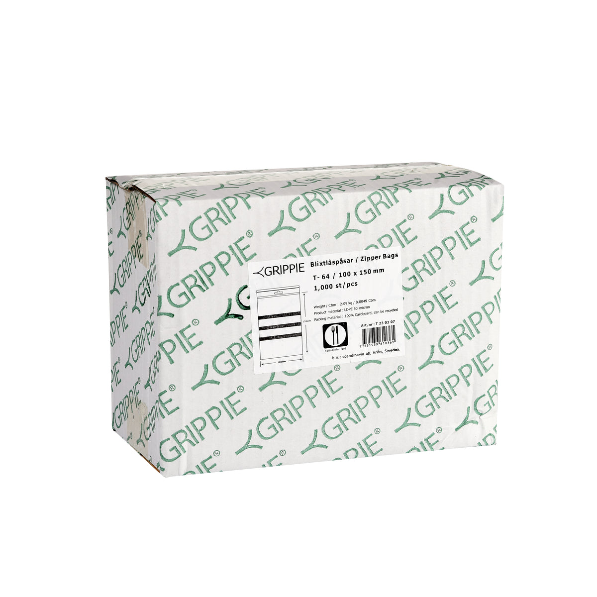 Grippie Blixtlåspåsar Nr-12 80 × 120 mm