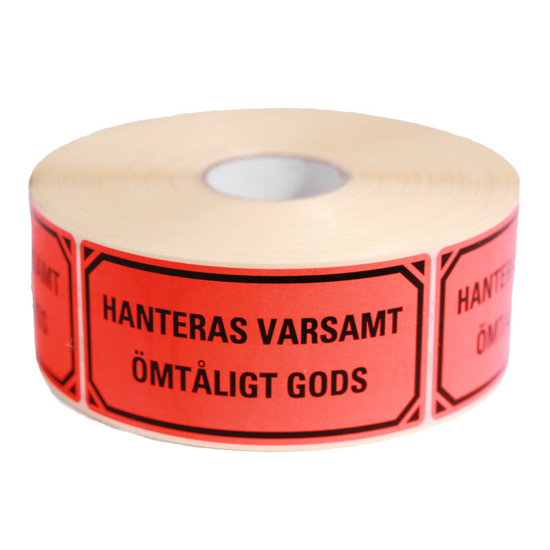 Grippie Varningsetikett Hanteras Varsamt