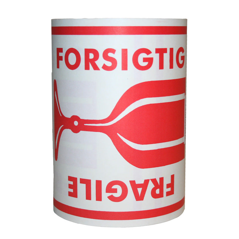 Varningsetikett Forsigtig Fragile Glas XL