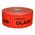 Varningsetikett Forsiktig Glass