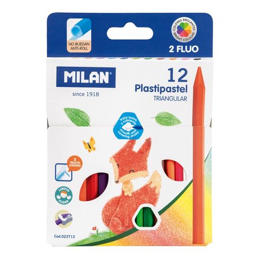 MILAN Triangulära Pastelkritor 12 Färger